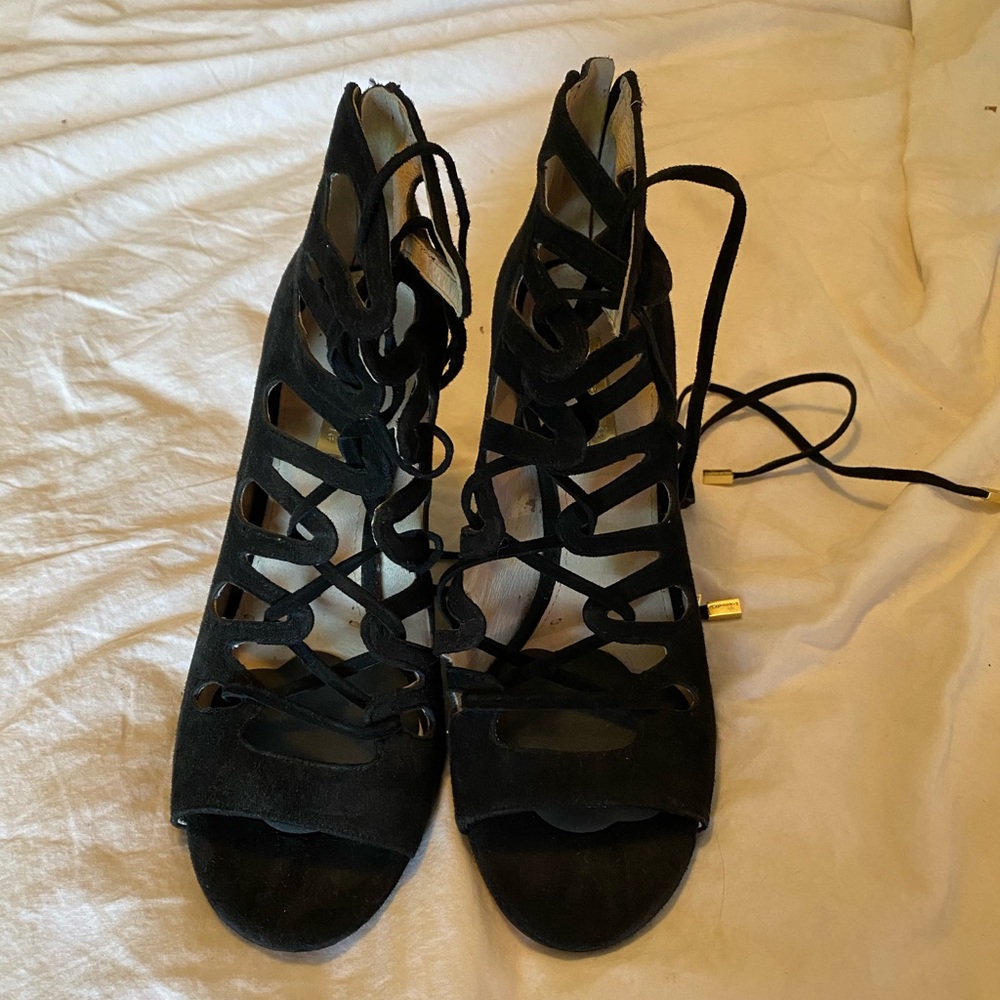Black lace up heals